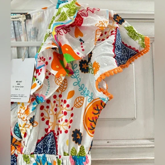 NWT SZ L Maude Vivante Colorful Floral Ana Dress summer garden - Picture 4 of 12